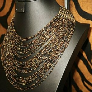"Wesekh of Strength"  Multi Strand Beaded Necklace